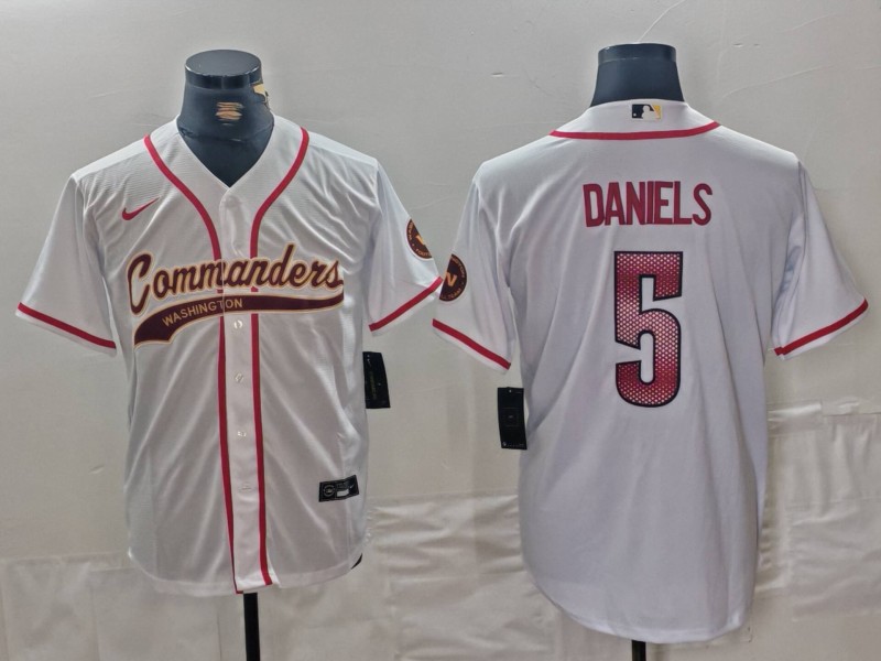 Men's Washington Commanders Jayden Daniels #5 White Jersey